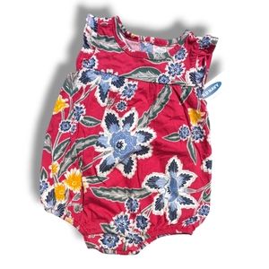Old Navy Girls 3-6m Floral Onesie Burgundy/Blue/Yellow